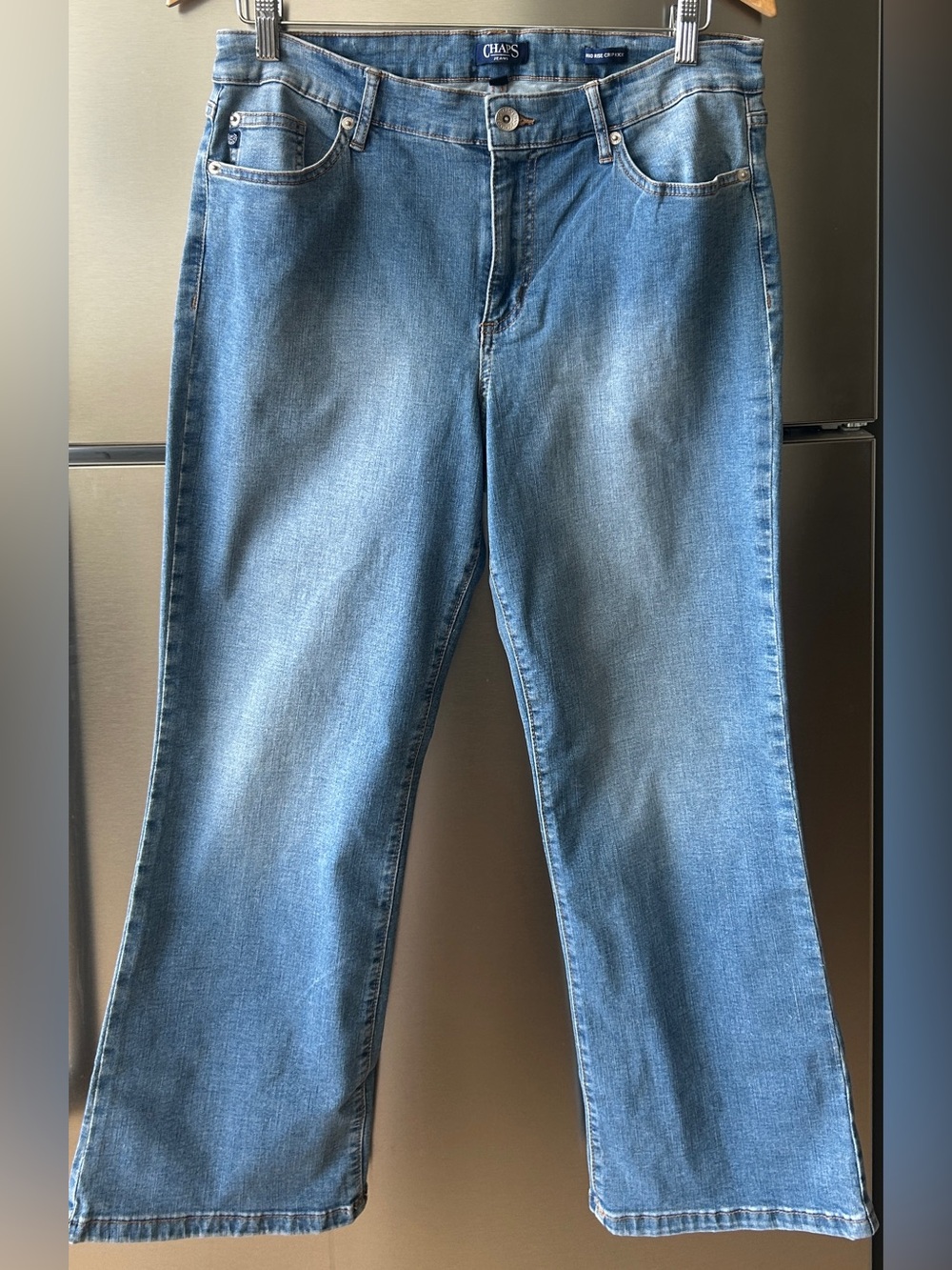Chaps Mid Rise Crop Kick Jeans 14/32 Light Wash Flare Denim